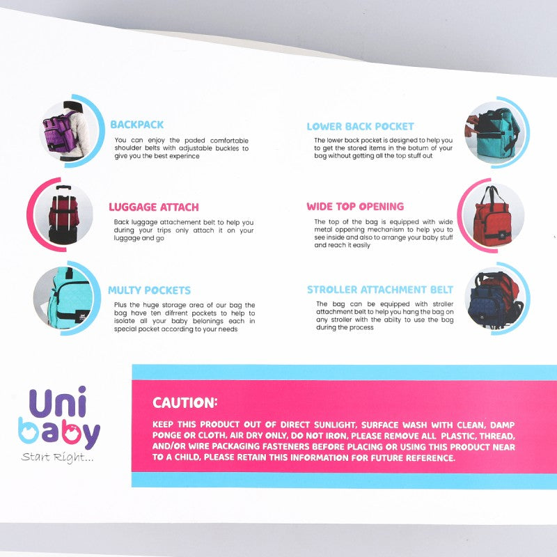 Femi Uni Baby Diaper Bag with Changing Mat - Multifunctional Baby Travel Backpack (Gray)