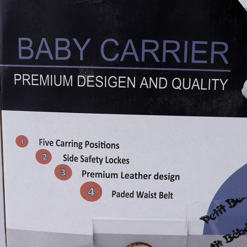 Premium Baby Carrier - Gray Linen & Black Leather