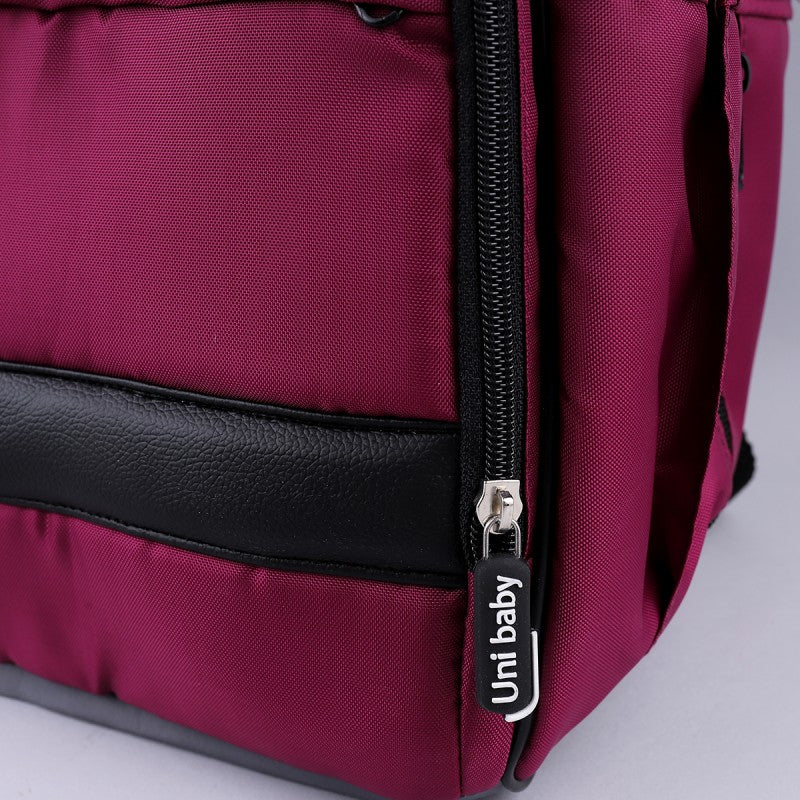 Uni Baby Diaper Bag - Burgundy and Gray | Stylish and Functional |Uni Baby