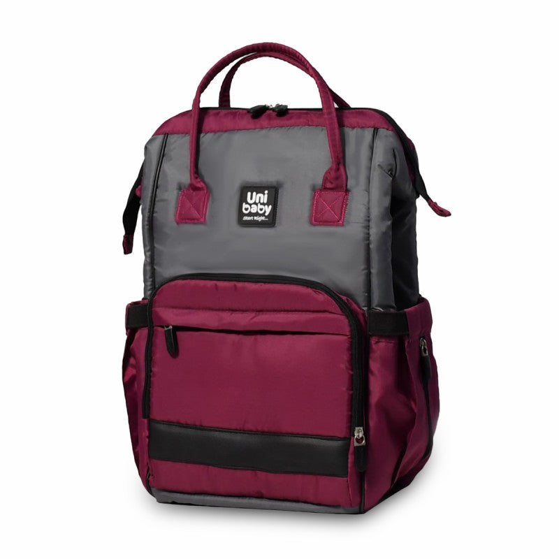 Uni Baby Diaper Bag - Burgundy and Gray | Stylish and Functional |Uni Baby