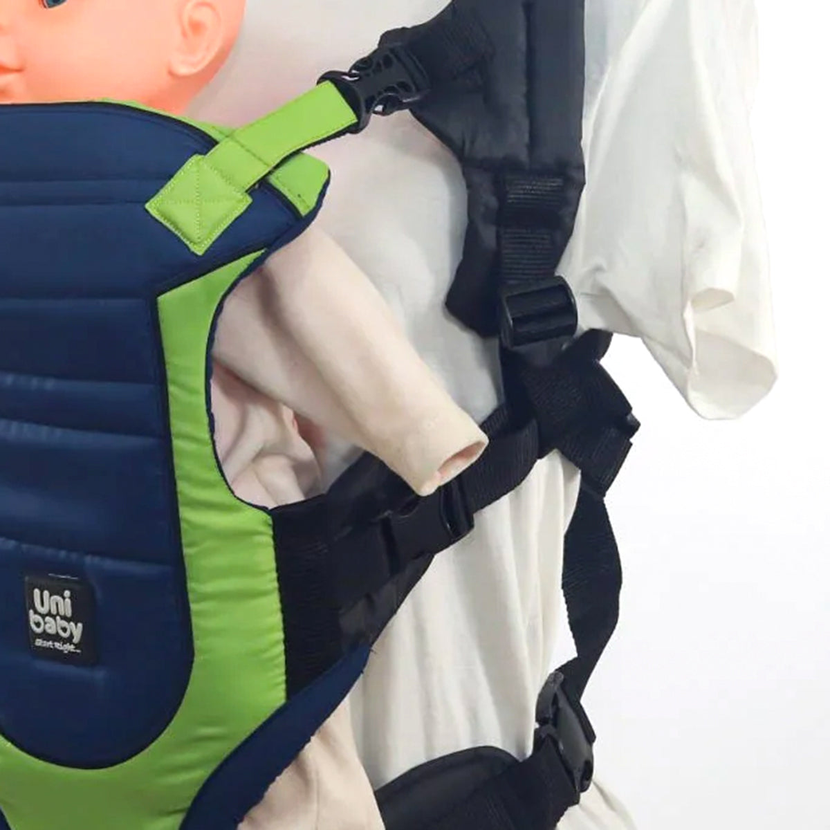 Uni Baby Baby Carrier in green & navy - 5 Positions, Ergonomic Design with Back Support | Uni Baby