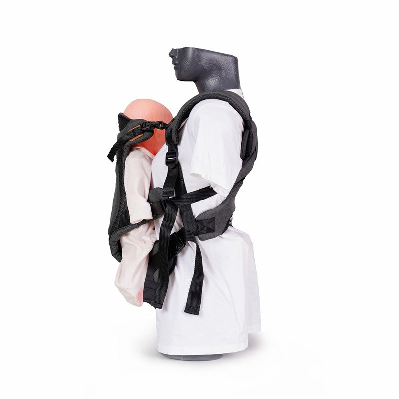 Premium Max Baby Carrier - Black | Leather & Water-Resistant Linen with Ergonomic Waist Straps