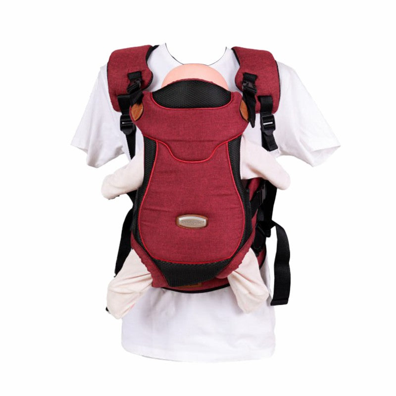 Premium Max Baby Carrier - Gray | Leather & Water-Resistant Linen with Ergonomic Waist Straps