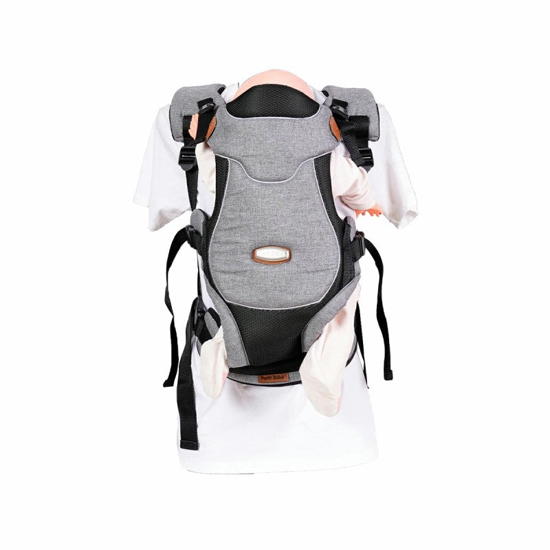 Premium Max Baby Carrier - Black | Leather & Water-Resistant Linen with Ergonomic Waist Straps