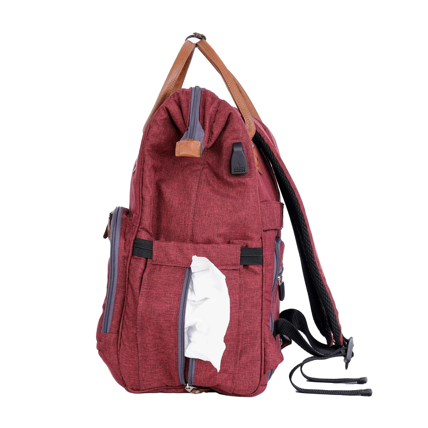 Premium Max Diaper Bag - Burgundy | Stylish, Functional, and Spacious for Parents