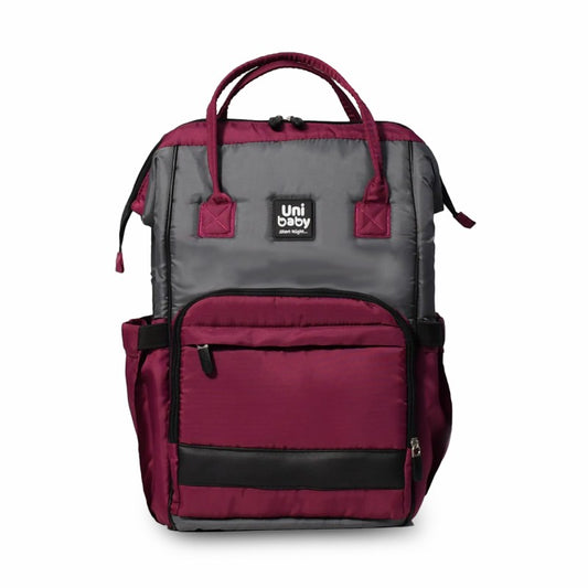 Uni Baby Diaper Bag - Burgundy and Gray | Stylish and Functional |Uni Baby