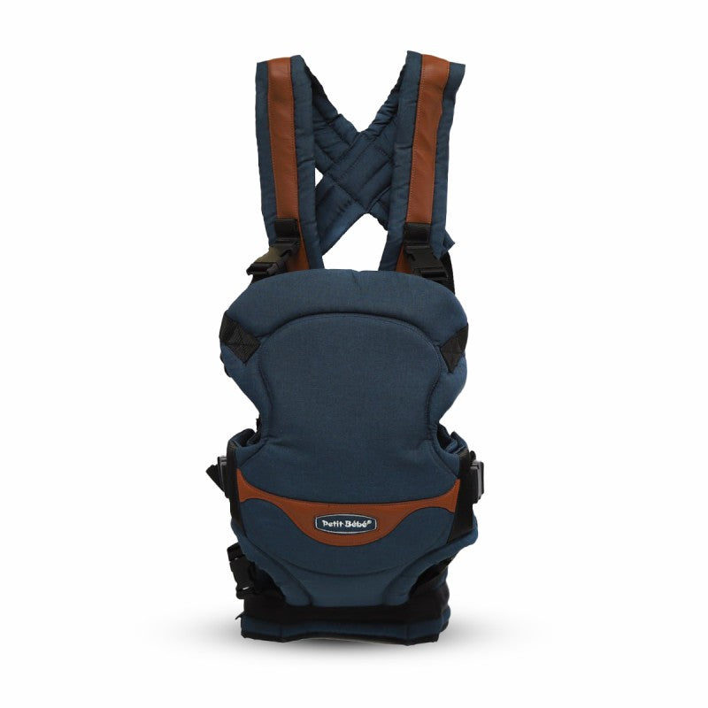 Premium Baby Carrier - Navy Blue Linen & Havana Leather