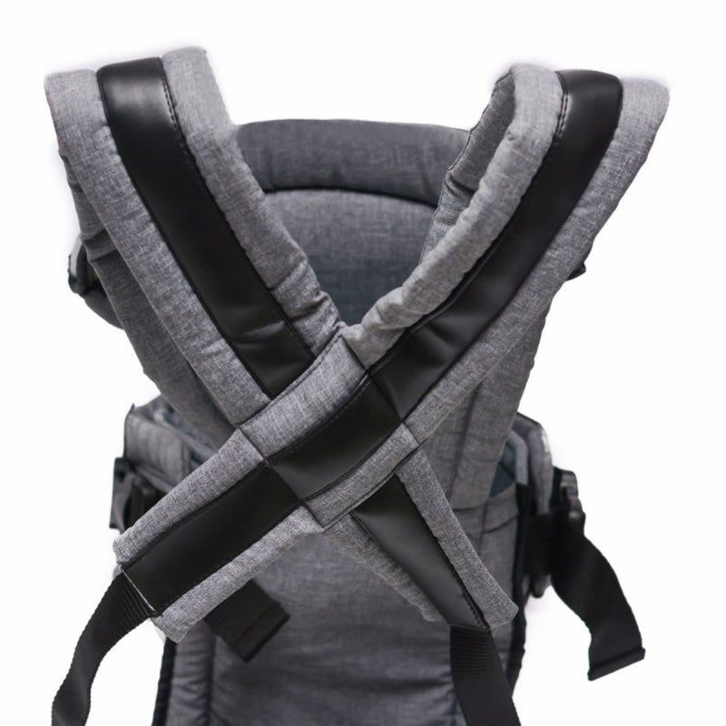 Premium Baby Carrier - Gray Linen & Black Leather