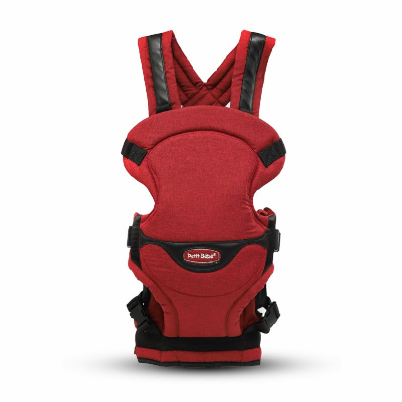 Premium Baby Carrier - Burgundy Linen & Black Leather