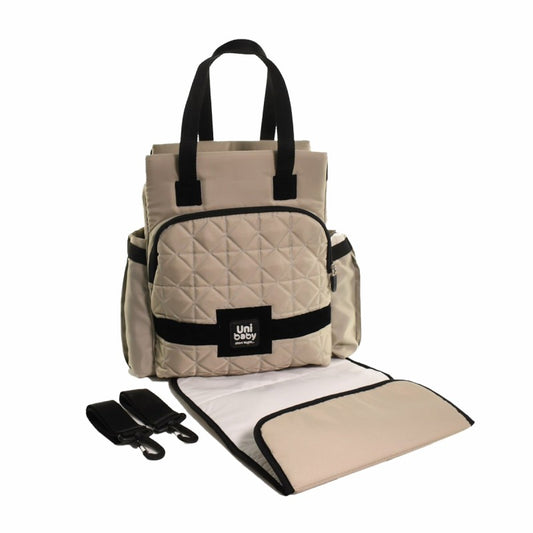 Femi Uni Baby Diaper Bag with Changing Mat - Multifunctional Baby Travel Backpack (Beige)